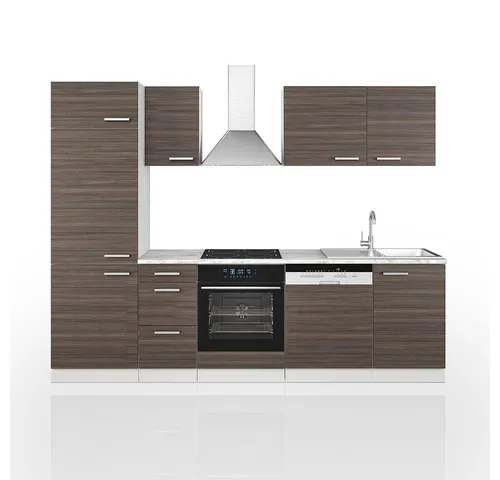 Vicco Küche 270 cm Küchenzeile - Edelgrau - Küchenzeilen mit erstklassiger Verarbeitung, kratzerresistenter und pflegeleichter Oberfläche, perfekt für moderne Küchen.