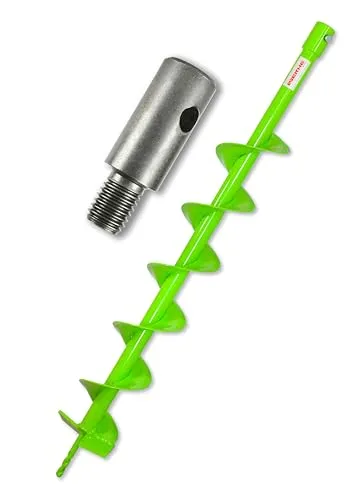 WERHE® Profi Bohrer, Erdbohrer für bohrmaschine 120 mm robust mit m14 Adapter - Pfahlbohrer Brunnenbohrer präzise Bohrspitze.