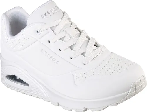 Skechers Damen UNO Stand On Air Sneaker – Weiß, 40 EU Weit - Damen-Sneaker mit 3,8 cm Absatzhöhe und flexibler Gummilaufsohle für optimalen Komfort und Traktion, ideal für den Alltag.