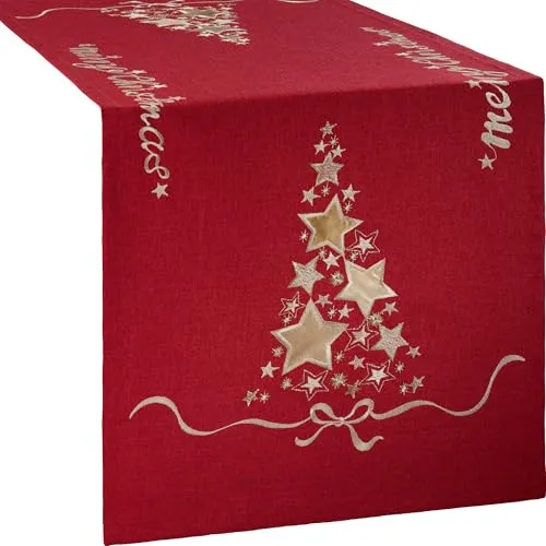 Erwin Müller Tischläufer Merry Xmas rot Größe 40x100 cm