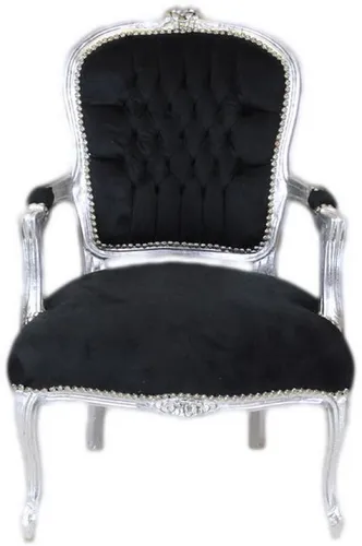 Casa Padrino Barock Salon Stuhl Schwarz/Silber von Casa Padrino