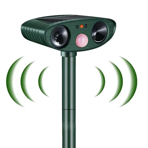 Katzenschreck Ultraschall,Solar Tiervertreiber Katzenabwehr, Ultraschall Abwehrmittel Hundeschreck Marderschreck mit Bewegungsmelder für Katzen, Hunde, Mäuse,Vögel, Marder