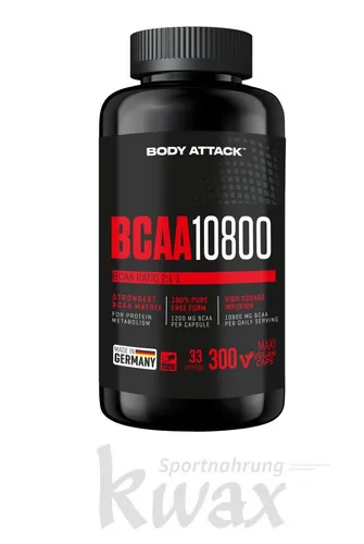 Body Attack BCAA 10800 Kapseln - Protein Shakes & Muskelaufbau, fördert Muskelzuwachs und Leistung, ideal für Sportler und Fitness-Enthusiasten