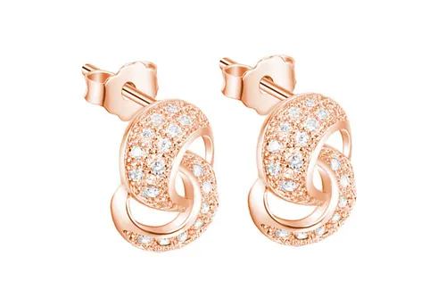 LÖB Paar Ohrstecker in 18K Roségold mit Zirkonia - Ohrstecker in modernem Unendlichkeit-Design, aus 18K Roségold vergoldet, ideal als Geschenk für Frauen, inkl. Schmuckbox.