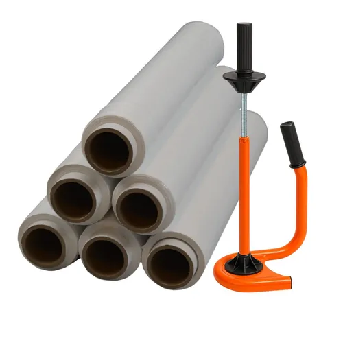 Profi Abroller Premium Orange+ 6 Rollen 2,5 kg Stretchfolie 23 my (weiß)