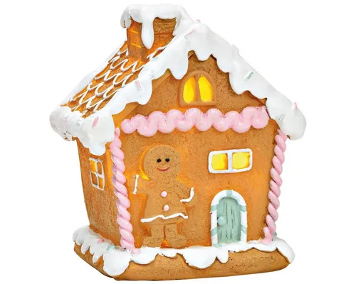 matches21 HOME & HOBBY Dekofigur Süßes LED Lebkuchenhaus Stil aus Polyresin, in 11x13x8 cm (1 St), Buntes beleuchtetes Dekohaus für festliche Winterdeko