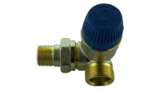 Heimeier Thermostat-Ventilunterteil, Rotguss vernickelt, Winkeleck links 1/2