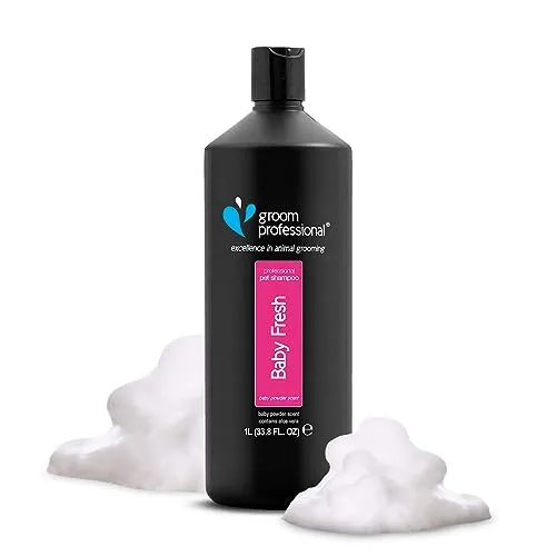 GROOM PROFESSIONAL Baby Fresh Hundeshampoo Sensitiv - Hundeshampoo Gegen Geruch - Babypuderduft - Für Juckende & Trockene Haut - Sanft Duftendes Welpenshampoo - Perfekt für Welpen, 1 Liter