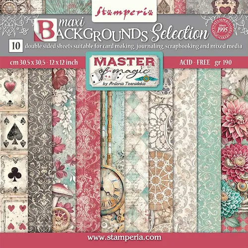 Stamperia Scrapbook Block Master of Magic Fantasy Bogen 30,5x30,5cm Hintergrund