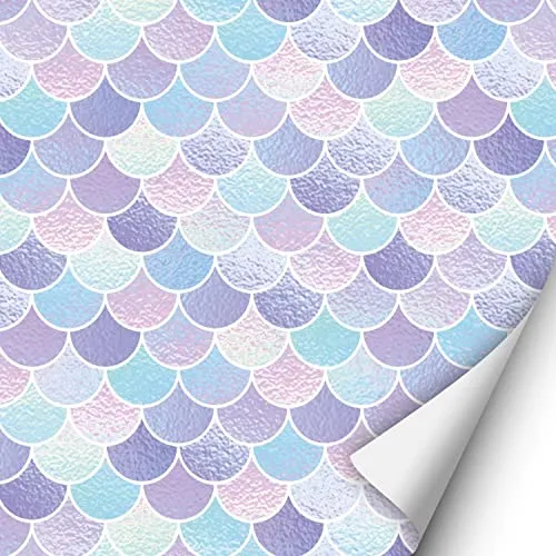 Selbstklebende Folie - Meerjungfrau Schuppen, 0,9 m - Klebefolie für glatte Oberflächen, MADE IN GERMANY, mit brillanter Farbwiedergabe und GREENGUARD GOLD-zertifizierter Tinte - ideal für die kreative Kinderzimmergestaltung.