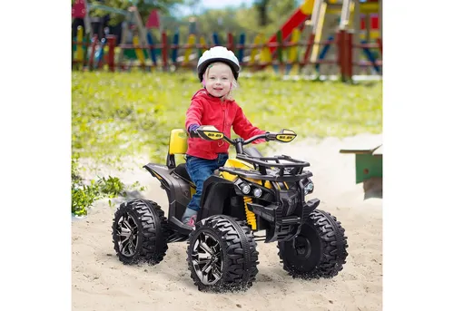 HOMCOM Elektro-Quad Kinder ATV mit LED Frontlicht und MP3 - Kinder-Elektrofahrzeug für Abenteuer! Mit leistungsstarken 12V-Motoren, LED Frontlicht und MP3-Player für unvergesslichen Fahrspaß. Ideal für Kinder von 37-60 Monaten.