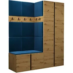 Mirjan24 Garderoben-Set Eiche Artisan, Blau, 158x186x46 cm