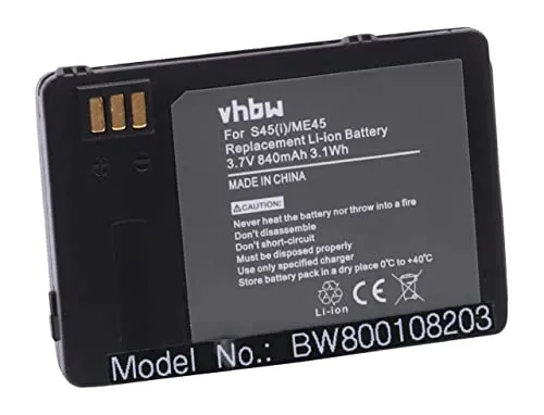 vhbw Akku kompatibel mit Siemens 6618, ME45, 3618, S45, S45i Handy Smartphone Telefon (840 mAh, 3,7 V, Li-Ion) - Ersatz für V30145-K1310-X185, V30148-K1310-X183
