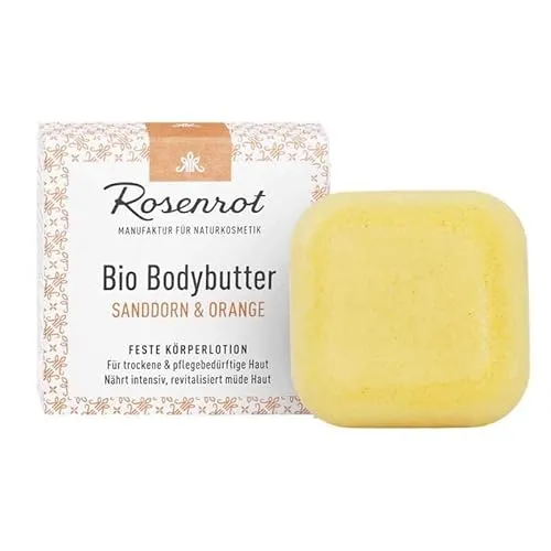 Rosenrot Naturkosmetik - Bio Bodybutter - Sanddorn & Orange - 70g - Für trockene & pflegebedürftige Haut - Nährt intensiv & revitalisiert müde Haut