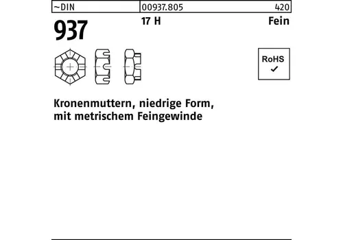 Sechskantmutter DIN 937 M 8 x 1 Stahl blank, 100 Stück - Muttern - Hochwertige DIN 937 Kronenmuttern aus Stahl, ideal für präzise Anwendungen mit metrischem Feingewinde, im praktischen 100er Pack.