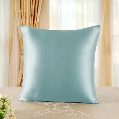 townssilk Beidseitig 100% 19mm Pure Maulbeerseide Kissenbezug für Haar und Haut Gesundheit, 1 Stück 40x40cm Größe Kissenbezug mit verstecktem Reißverschluss 600 Fadenzahl Aquagreen