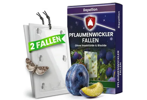 Repellion Klebefalle Pflaumenwicklerfalle für Pflaumen- & Zwetschgenbäume, Pheromonfalle gegen Obstmaden – Giftfrei & Bio-konform