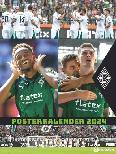 Borussia Mönchengladbach 2024 - Wandkalender XL - Fußballkalender - Fankalender - 48x64 - Sport