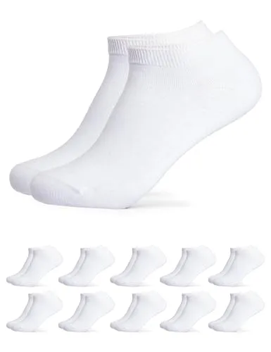 Occulto Herren 100% Baumwolle Sneaker Socken 10er Pack (Modell: Ingmar) Weiß 39-42