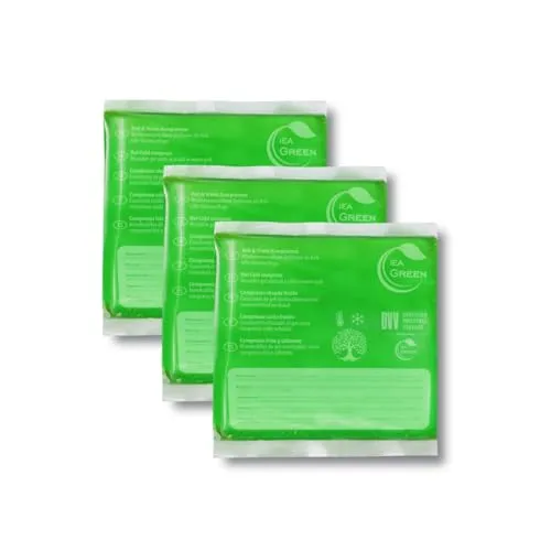 IEA Green Kalt Warm Kompressen | 3er Set | 13x14 cm | Kühlpacks für Prellungen, Insektenstiche, Verletzungen | wiederverwendbare, umweltfreundliche Gelkompresse