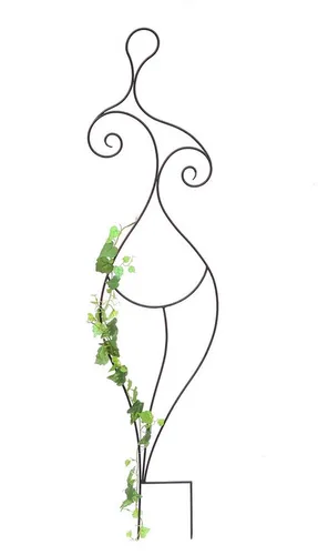 DanDiBo Rankhilfe Metall Rankgitter 140 cm Schwarz Frau Lora - Elegantes Metall-Rankgitter für Kletterpflanzen im Garten. Stilvolle Dekoration in Form eines Frauenkörpers, ideal für Beeteinfassung und Sichtschutz.