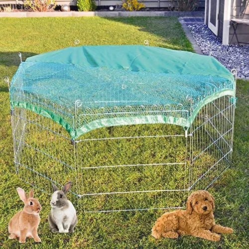 zooprinz premium xxl Freilaufgehege/Auslaufgitter - ideal für Kleintiere und Hunde/Welpen - mit Schutznetz - 2 Modelle zur Wahl mit oder ohne Bodenschutz - perfekt für drinnen und draußen - winterfest