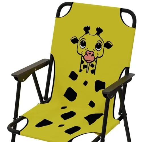 Kinder Outdoor Campingstuhl Klappstuhl Campingstuhl Outdoor Camping klappbar Stahl pulverbeschichtet vers. Motive, Farben:Giraffe