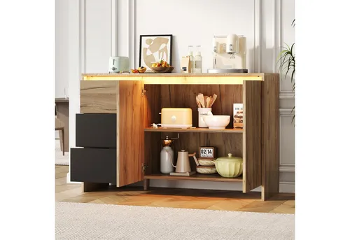 OKWISH Sideboard mit 3 Schubladen & 2 Türen