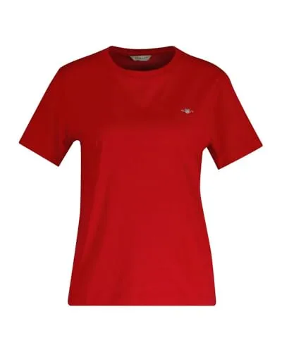 GANT Herren T-Shirt REGULAR SHIELD - Bequemes Rundhals-Shirt in Rot (Ruby) 3XL - Herren-Shirts mit hochwertiger Baumwolle und Wappen-Logo-Stickerei für ein angenehmes Tragegefühl und stilvolle Optik.