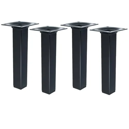 MS Beschläge Möbelbein Schwarz Möbelfuss Eckig 25x25mm Tischfuss einzeln oder 4er Pack Sofastempel Bettfuss Möbelstütze Metall Sesselfuss (4, 150mm)