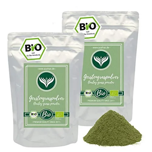 Azafran BIO Gerstengraspulver, Gerstengras Pulver aus natürlichen Anbau in DE oder AT 1kg