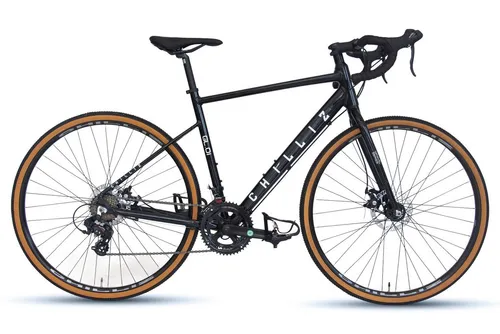 CHILLIZ Gravelbike 28 Zoll GL.01 schwarz-glänzend - Entdecken Sie das CHILLIZ Gravelbike GL.01 mit leichtem Aluminiumrahmen und 14 Gängen für vielseitige Abenteuer. Ideal für die Stadt und das Gelände, bietet es zuverlässige TEKTRO Scheibenbremsen und eine individuelle Schalt-Bremseinheit.