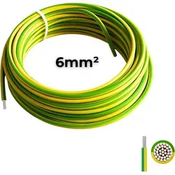 smartEC Erdungskabel H07V-K Grün/Gelb 6mm² (10000 cm) - Hochwertiges Erdungskabel für sicheren Schutz von Solarmodulen und Geräten. Ideal für trockene und feuchte Umgebungen, robust und flexibel für einfache Verlegung.