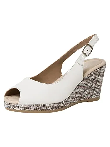 Tamaris Plateausandale in Weiß, Größe 40 EU - Wanderschuhe mit 7 cm Absatzhöhe, aus hochwertigem Leder und Synthetik, ideal für stilvolle Sommerausflüge.