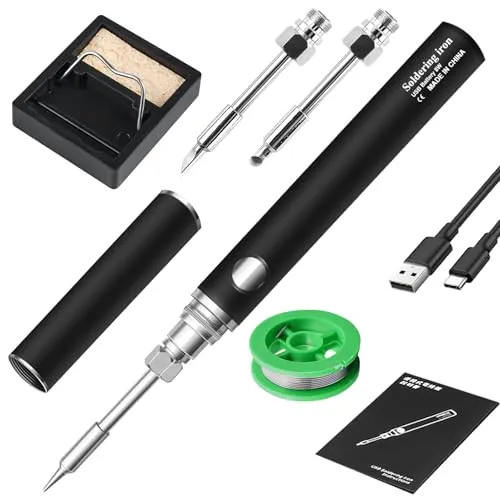 Tragbares Lötkolben Set mit Akku - 3 Temperaturstufen - Lötgeräte: Tragbarer Akku-Lötkolben mit 3 Temperaturstufen (330-450°C) für präzises Arbeiten. Ideal für Heimwerker und Profis, schnell aufheizend und leicht zu transportieren.