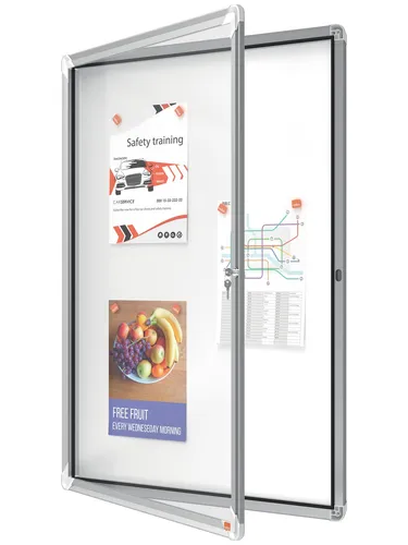 nobo Schaukasten silber 9x DIN A4 - Robuster Wanddisplay aus Aluminium, ideal für Unternehmen und Werkstätten zur Präsentation von Dokumenten und Informationen