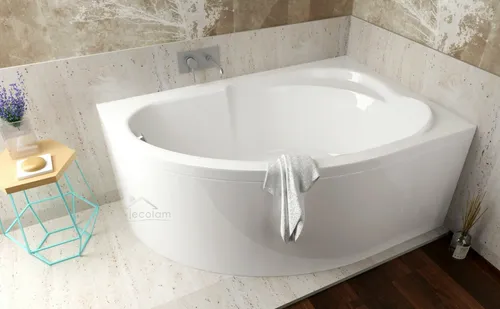 Badewanne Wanne Eckbadewanne Acryl 130 x 85 cm Schürze Ablauf Silikon rechts