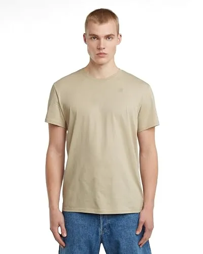 G-STAR Herren Base-S T-Shirt, Beige (dk Brick D16411-336-1214), L - T-Shirts für Herren mit geripptem Ausschnitt und G-STAR Stickerei, vereint Tragekomfort und originellen Look für eine bequeme Passform.