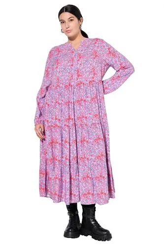 Studio Untold Damen große Größen Übergrößen Plus Size Maxikleid, Color-Leo, Volants Flieder 50+ 838264815-50+