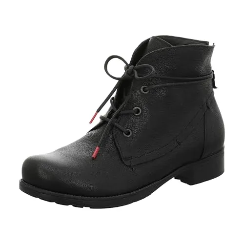 THINK! Damen DENK Lammfell Stiefelette 0010 SCHWARZ, 38 EU - Wanderschuhe aus chromfrei gegerbtem Lammfell, mit blockabsatz für optimalen Komfort bei Outdoor-Aktivitäten.