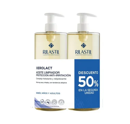 Rilastil XEROLACT Reinigungsöl 2 x 1000 ml - Hochwertiges Duschgel für trockene und empfindliche Haut. Rilastil XEROLACT bietet eine sanfte Reinigung und spendet Feuchtigkeit. Ideal für die tägliche Körperpflege. Art: Dermokosmetika, Unisex, mit Dosiereinrichtung.