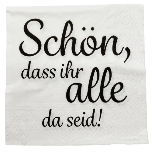 Servietten mit Schriftzug  weiß ca. 33 cm  Geburtstag Hochzeit Party festlich