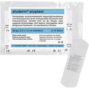 Söhngen Pflaster Aluderm Aluplast, 10 Strips, wasserfest, sensitiv, elastisch, 7,2 x 2,5 cm