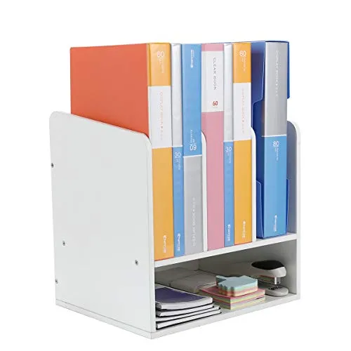 EasyPAG 4 Fächer Holz A4 Büro Schreibtisch Organizer Dokumentenhalter Aktenablage Zeitschriftenhalter Briefablage Papier Magazin Organisator,Weiß