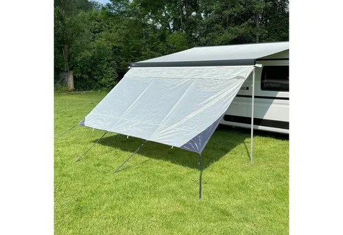 Freizeitschmiede Sunblocker 430x200 Markise - Markisen Sonnenblende für Camping: Schütze dich vor Sonne und Regen, schaffe Privatsphäre und genieße entspannte Momente im Schatten.