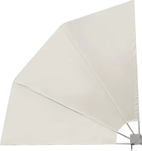 vidaXL Faltbarer Balkonfächer Creme 210×210 cm - Sonnenschirm für Balkone und Terrassen, bietet Schatten und Privatsphäre. Robuste, wasser- und schmutzabweisende Polyester-Oberfläche mit pulverbeschichtetem Stahlrahmen für Langlebigkeit.