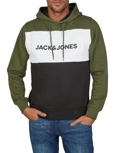 Jack & Jones Herren Kapuzenpullover JWHLOGO BLOCKING Grün XXXL - Bequemer Hoodie mit Kängurutasche, aus hochwertiger Sweatware für ultimativen Tragekomfort. Ideal für entspannte Freizeitlooks und vielseitig kombinierbar.
