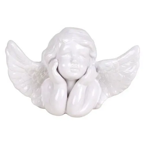 Deko-Engel weiß glänzend Schutzengel Engelsfigur Dekoengel Dekofigur H17,5cm