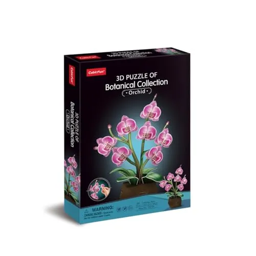 CubicFun 660872 3D Puzzle Blumen, Orchidee im Blumentopf mit 85 Teilen, DIY Deko-Bastelset für Erwachsene und Kinder ab 8 Jahren