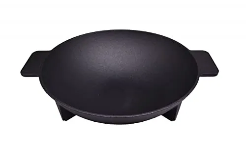 Primaster Wokpfanne Ø 34 cm - Gusseisen Grillwok für perfekte Grillgerichte - Grill-Werkzeuge - Robuste Gusseisen-Wokpfanne für gleichmäßige Wärmeverteilung und unvergleichlichen Grillgeschmack. Ideal für Grillliebhaber!